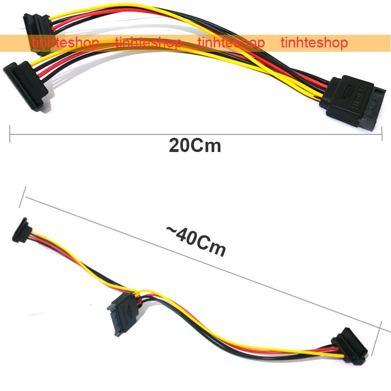 Cáp chia nguồn SATA 1 thành 2 - Dây nguồn SATA 1 ra 2 cong bẻ góc phải 20Cm - Cáp nguồn SATA chữ Y cho HDD/SSD/DVD-R