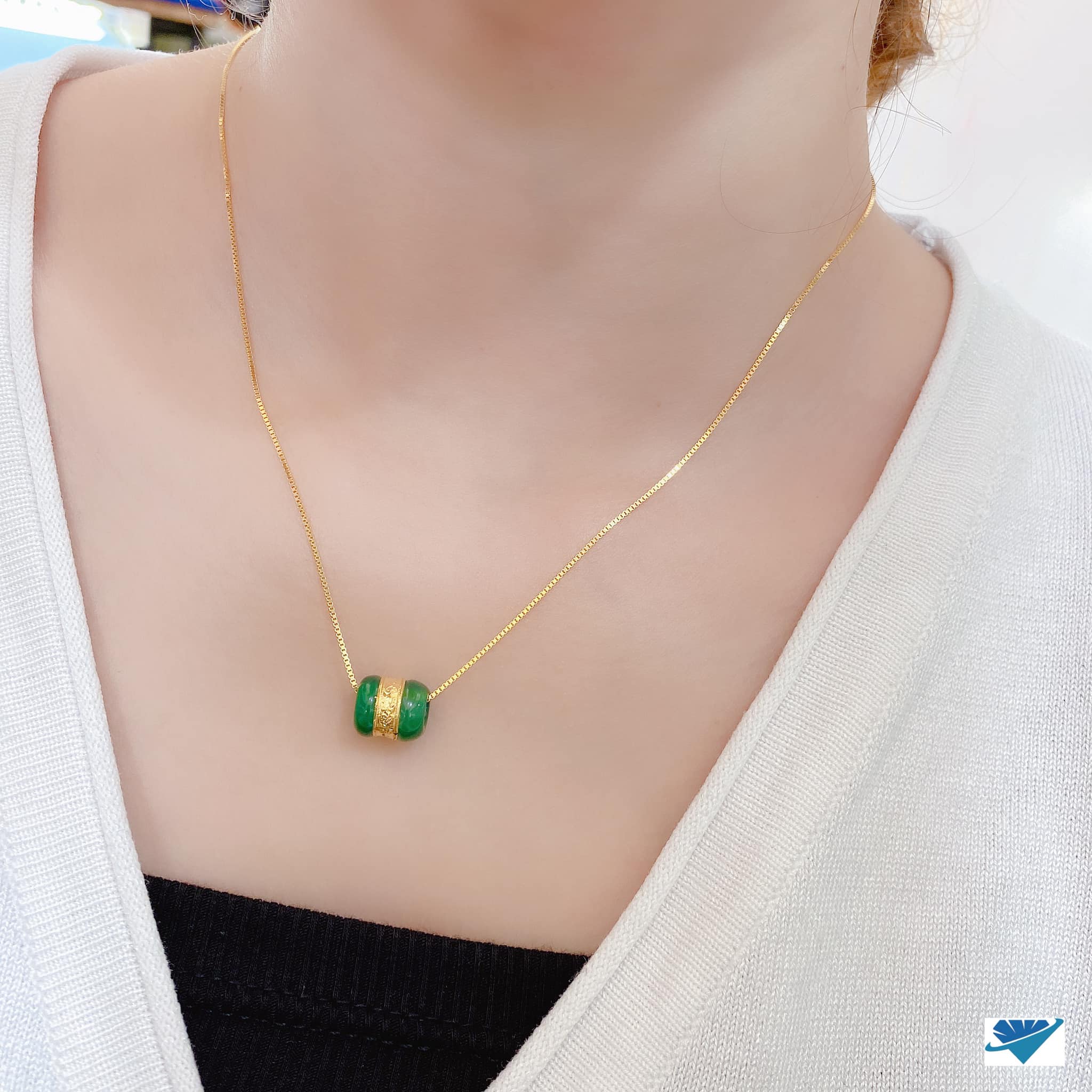 Dây chuyền nữ bạc ta xi vàng mặt lu thống MS16c