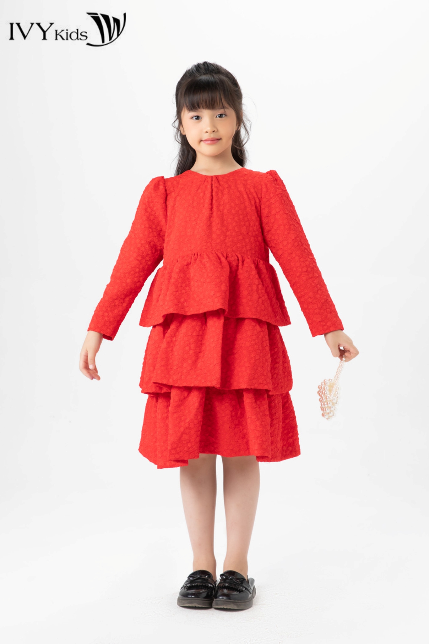 Đầm bé gái xòe xếp tầng ivy moda ms 48g1479