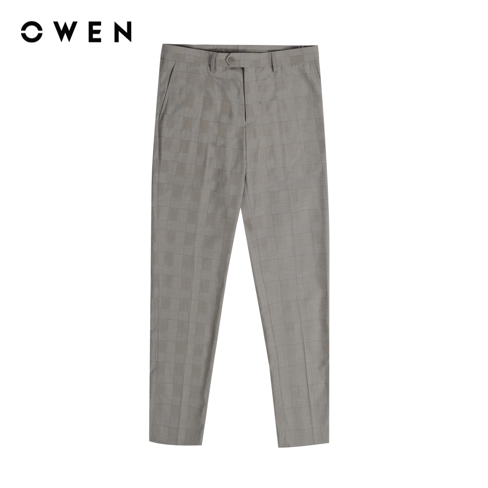 Owen - quần tây trendy qd220188 màu be chất liệu polyester-rayon-spandex