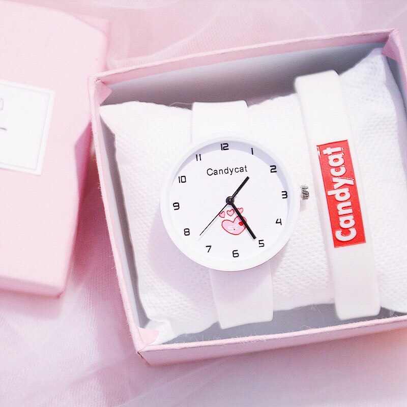 Đồng hồ thời trang nam nữ Candycat dây silicon mặt trái  tim ngộ nghĩnh MS229