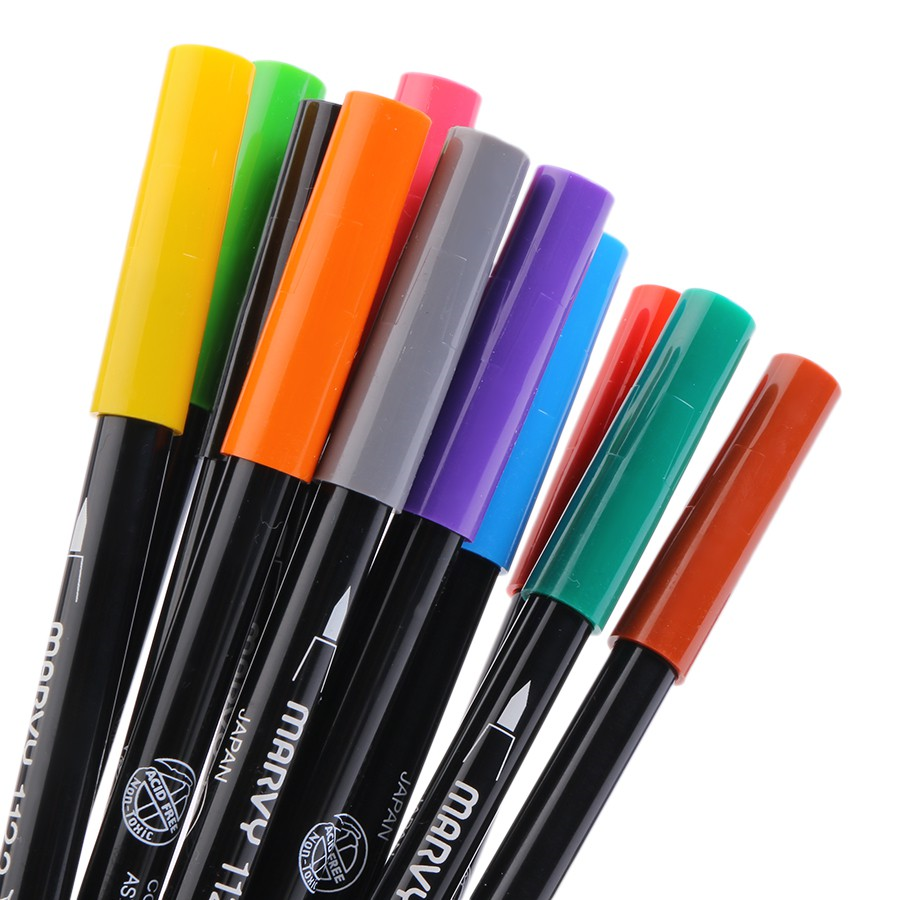 [HCM](P1) BÚT BRUSH MARKER MARVY UCHIDA LE PLUME II (MÀU CƠ BẢN NHIỀU MÀU)
