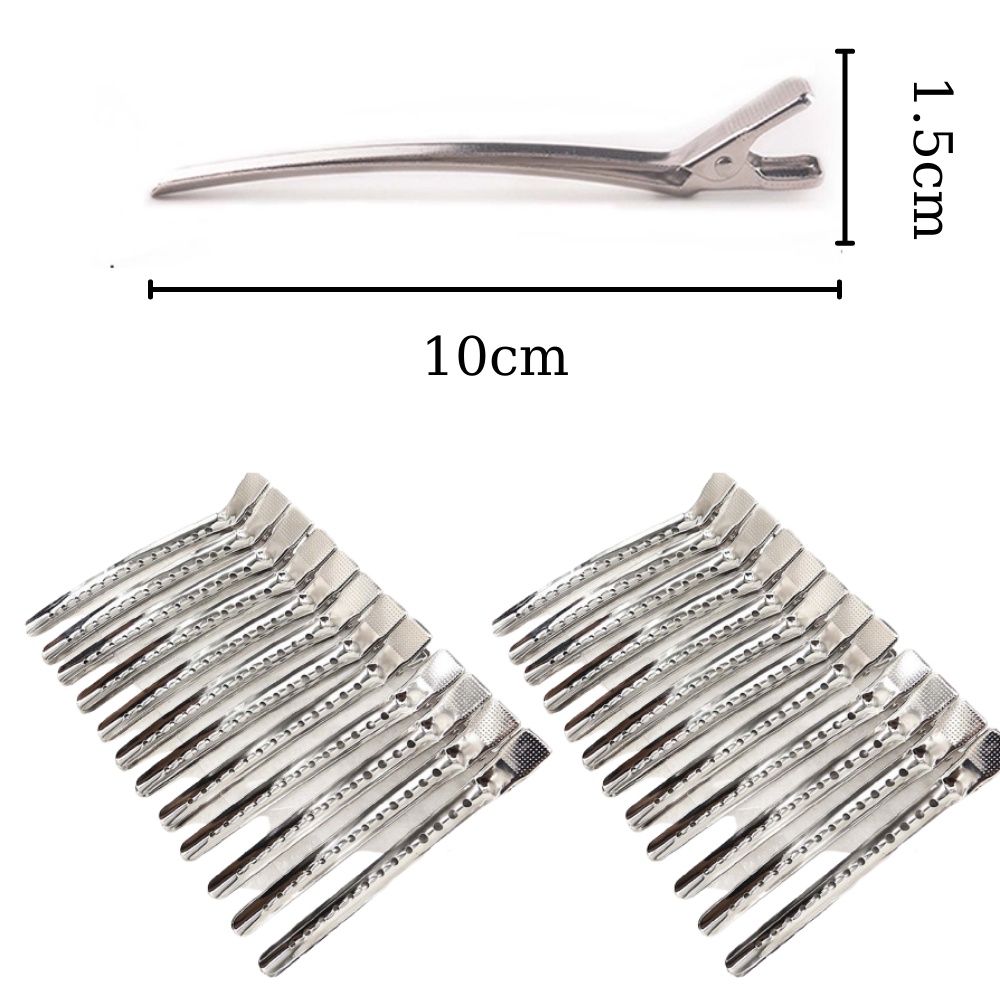 Kẹp Mỏ Vịt Làm Tóc Chuyên Dụng Bằng Thép Không Gỉ ( Set 12 Cây )