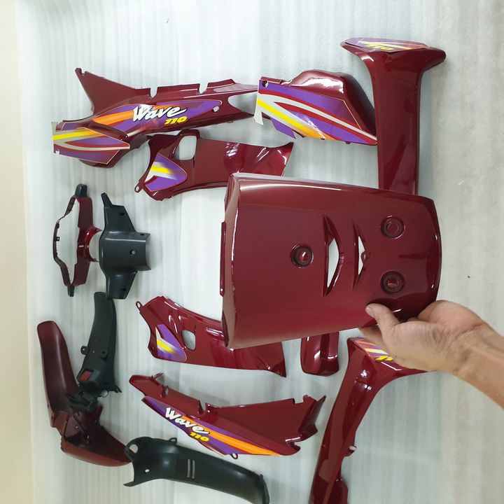 Dàn áo xe wave màu ĐỎ ĐUN [ Tặng tem ] wave 110 , wave zx 1 bóng + 2 bóng nhựa ABS cao cấp - bền đẹp