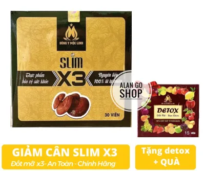 [HCM]Giảm Cân Slim X3 Đông Y Mộc Linh + Tặng 20 viên detox đêm