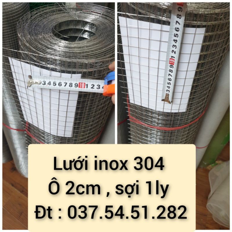 Lưới hàn inox 304 : ô 12mm - sợi 1mm (khổ 1m hoặc1,2m )