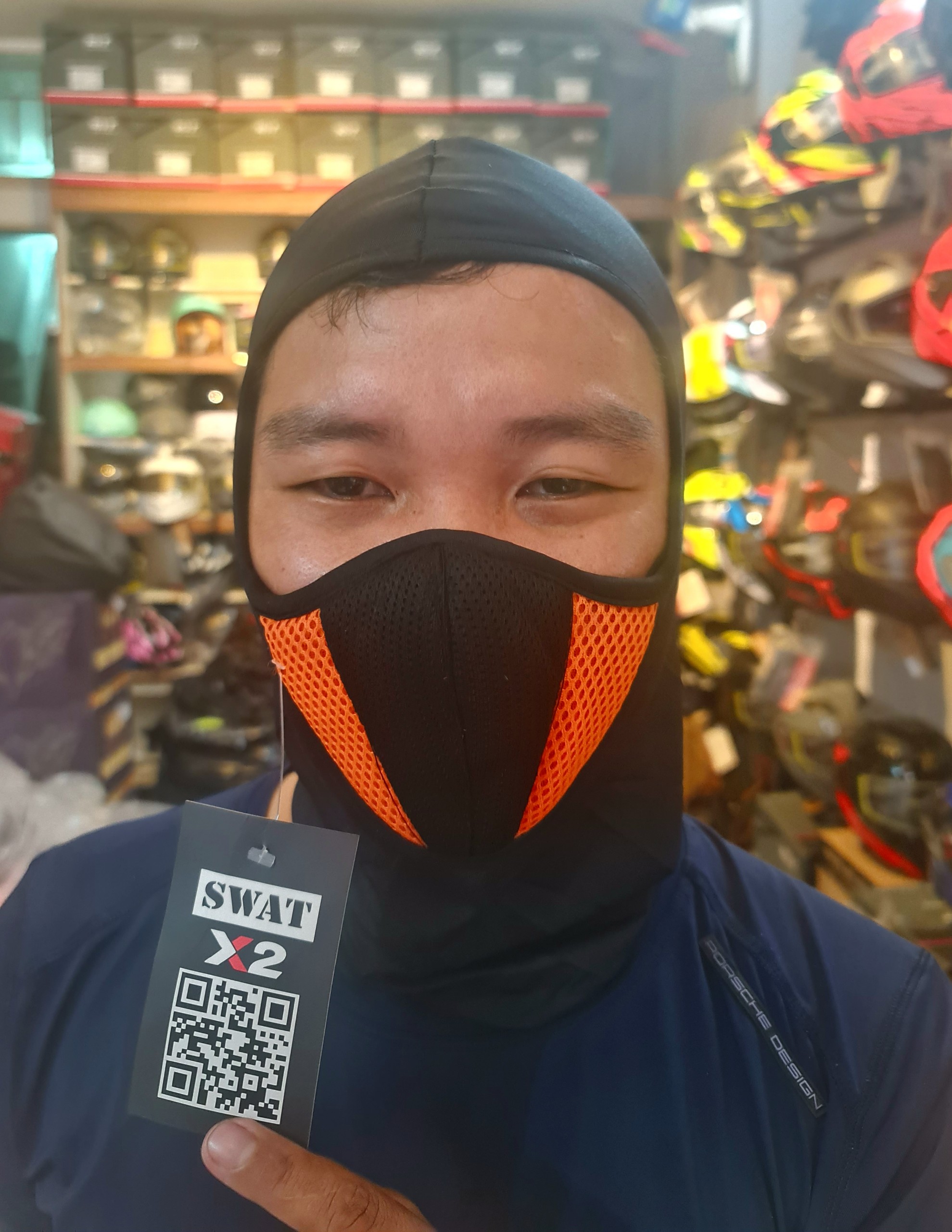 Khăn ninja SWAT X2 đen cam 3 lớp cao cấp