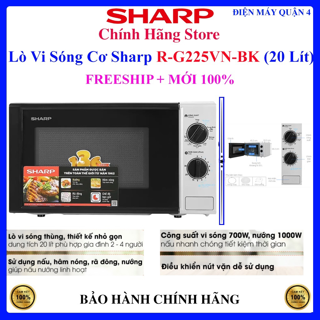 Lò vi sóng có nướng sharp r-g222vn-s 20 lít