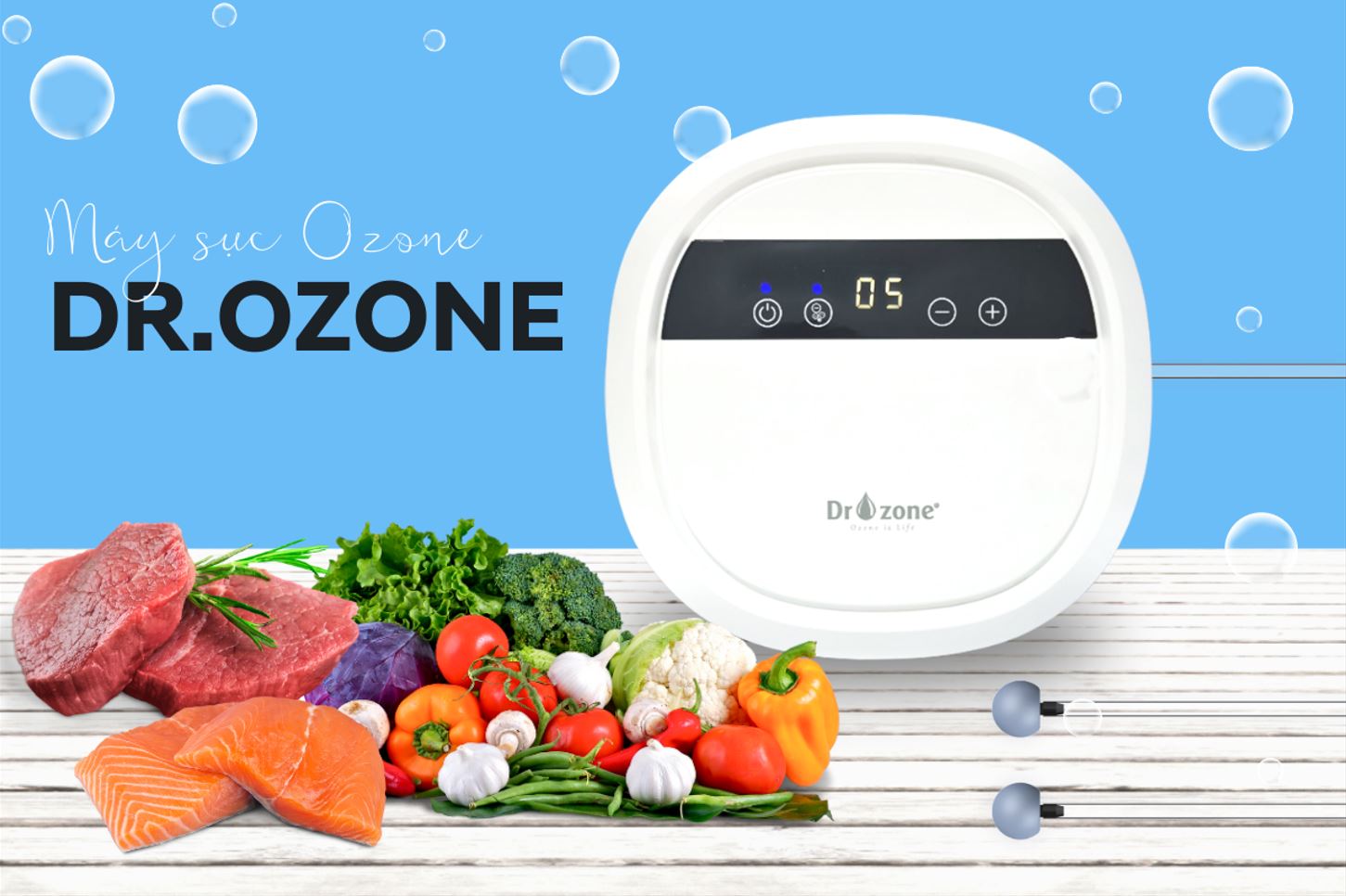 Máy khử độc thực phẩm máy sục ozone rửa thực phẩm Dr.Ozone [ Hàng chính hãng]