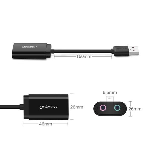 Cáp chuyển USB ra Sound UGREEN 30724 Chính Hãng