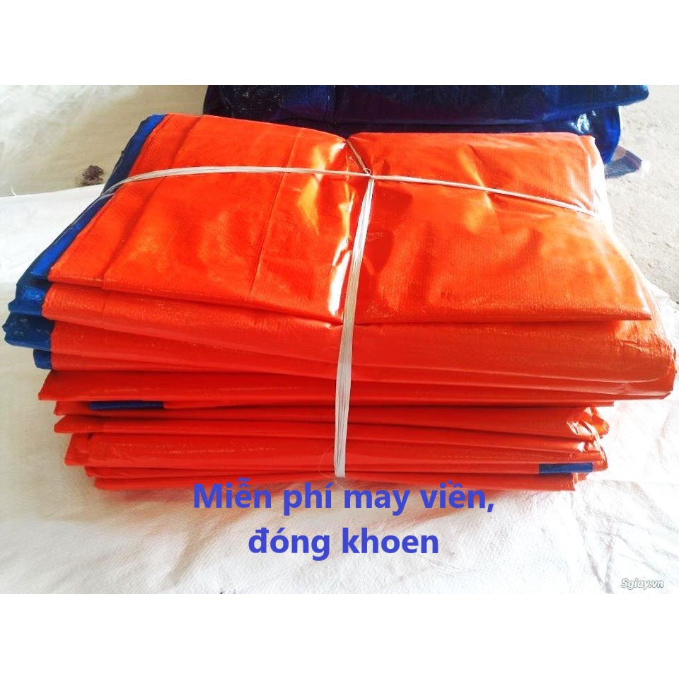 Bạt nhựa 2 da xanh cam khổ rộng 4m loại dày, lót hồ cá, tôm, che mưa che nắng làm mái hiên che công trình..