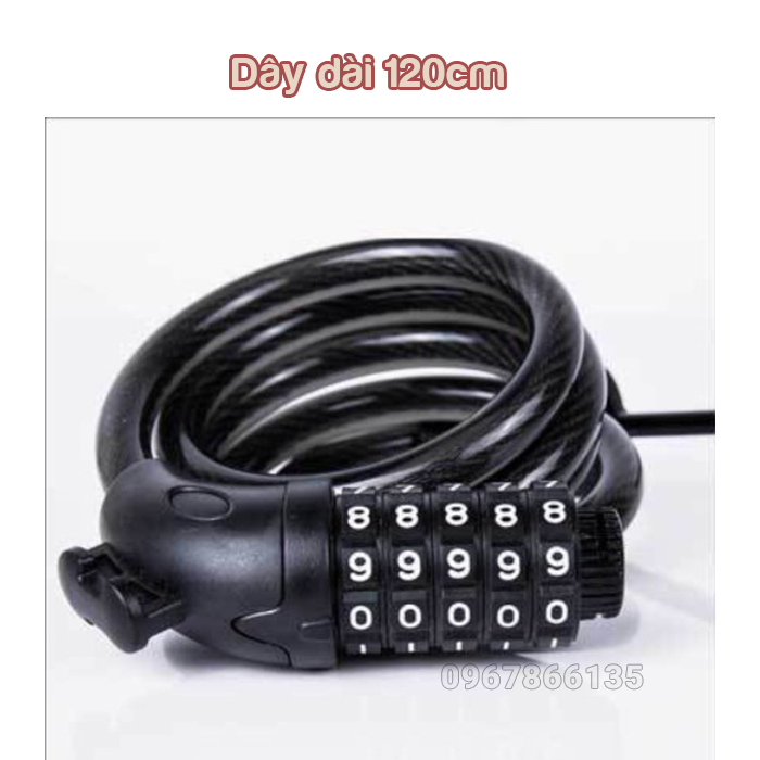 Khóa dây xe đạp chống trộm mật mã 5 số