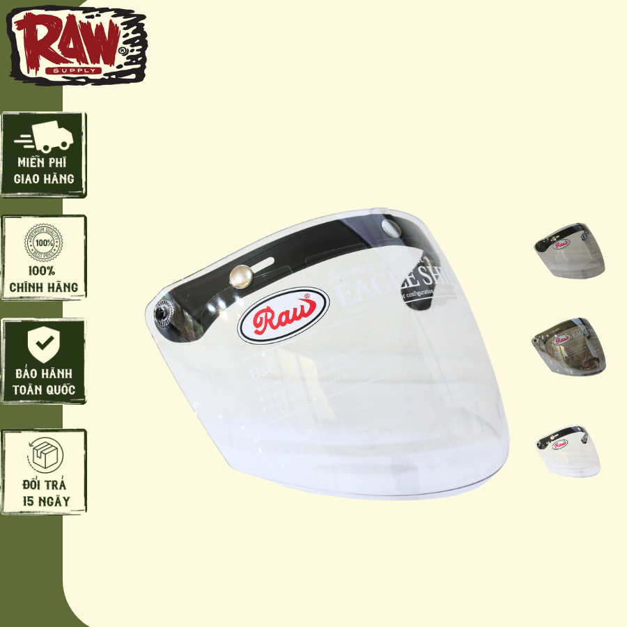 Kính gắn nón bảo hiểm Raw Eagle chống tia uv50 kính gắn nón bảo hiểm 3/4 - Arrow
