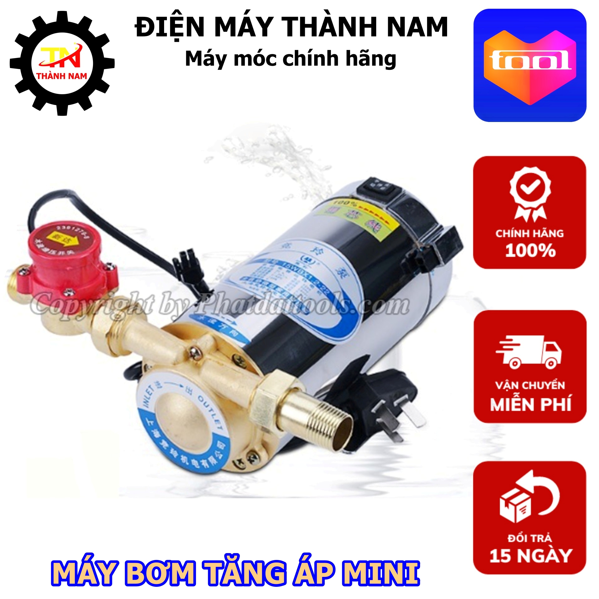 Máy bơm tăng áp mini cho thiết bị vệ sinh, bình nóng lạnh, máy giặt