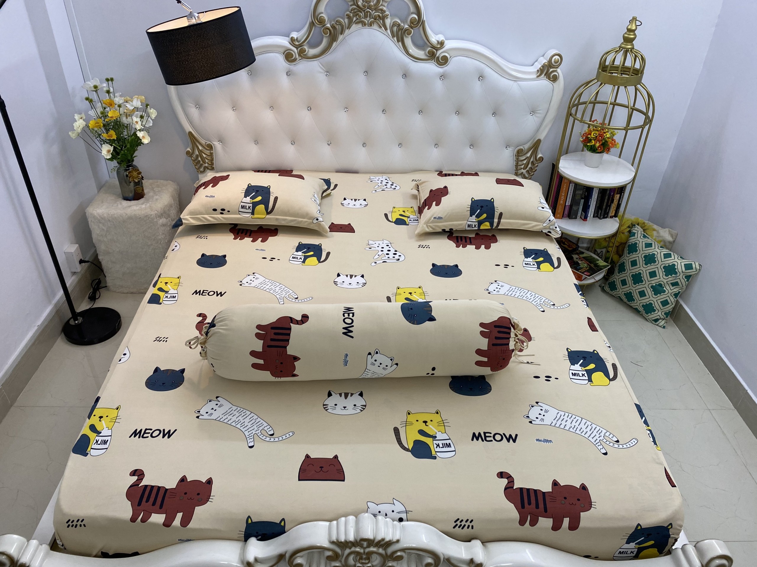 [HCM] drap gối ,Bộ Drap Thun Hàn Quốc mát lạnh  4 món, đủ size .