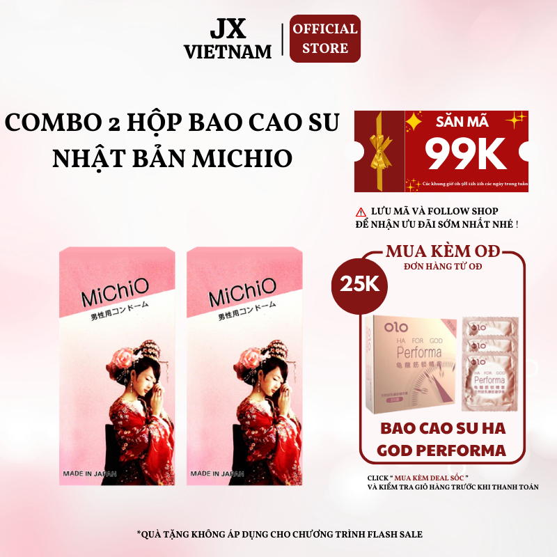 COMBO 2 HỘP Bao Cao Su MICHIO NHẬT BẢN,Gân và siêu mỏng, hương chuối nhẹ nhàng Dùng là phê TH STORE 01
