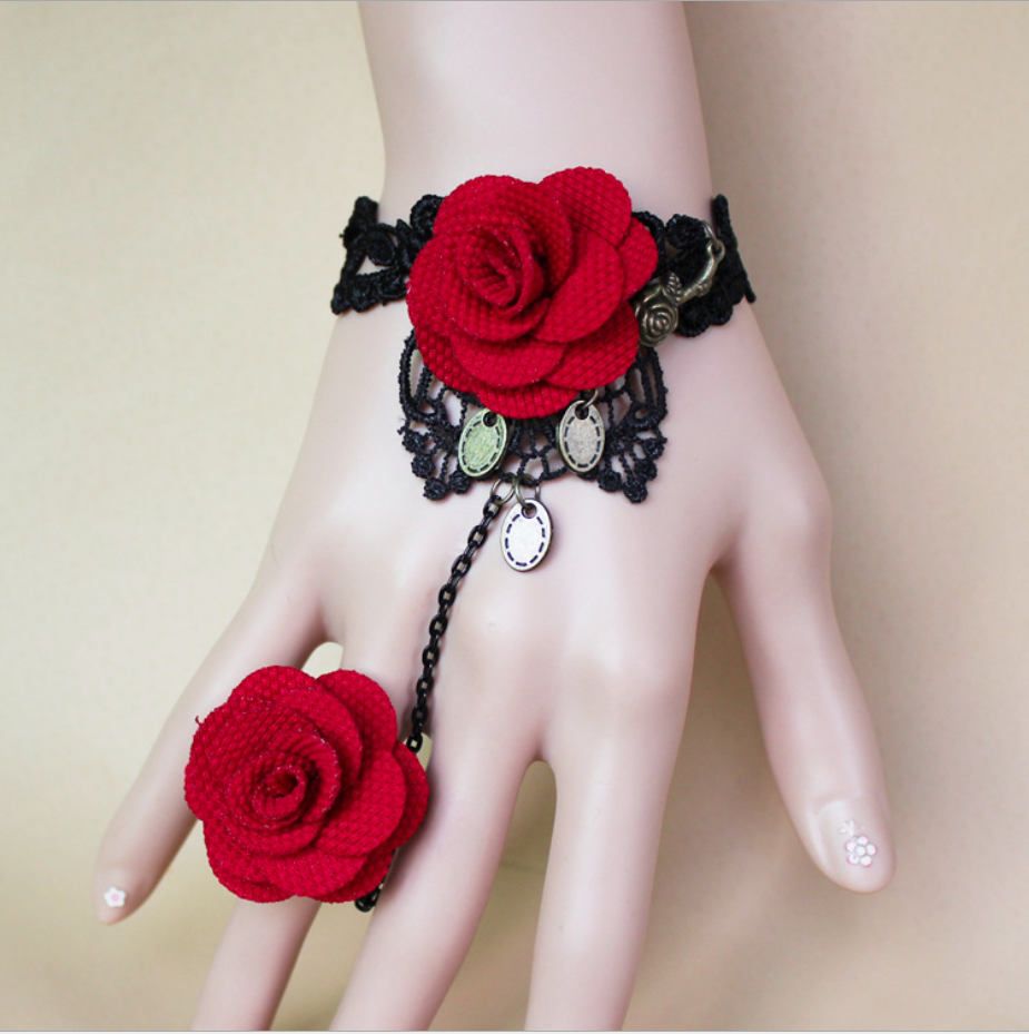 [HCM]Vòng tay choker 2 bông hồng đỏ phá cách