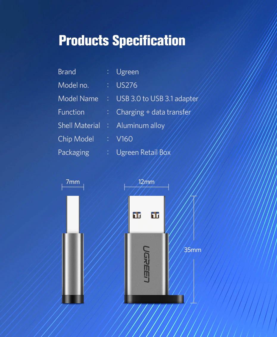 Đầu chuyển OTG Type C 3.1 sang USB 3.0 Ugreen
