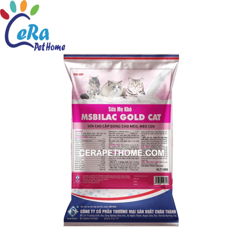 Sữa Mẹ Khô Cho Mèo - Msbilac Gold Cat 100gr