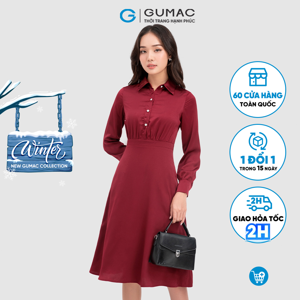 [15 - 17.5 | TẶNG QUÀ đơn từ 499K] Đầm sơ mi phom A thời trang GUMAC DC11098