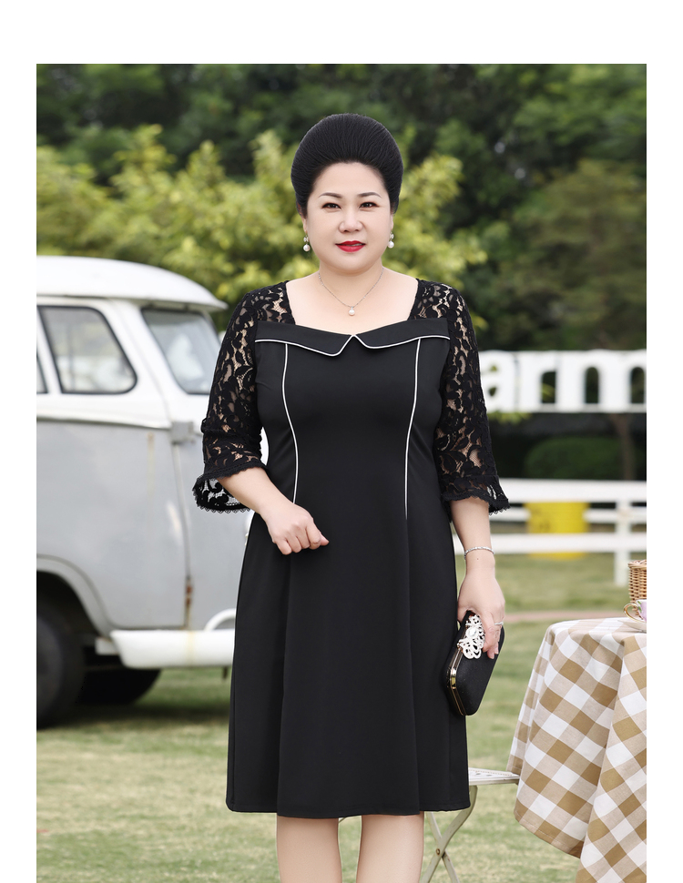 Đầm trung niên phối ren sang trọng bigsize u50 u60 - BS11922
