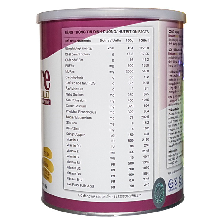 Sữa bestsure gold 900g DATE MỚI NHẤT