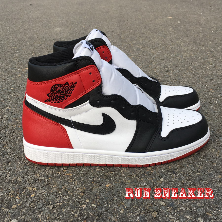 Giầy thể thao Air Jordan 1 High Black Toe đỏ trắng thời trang nam nữ