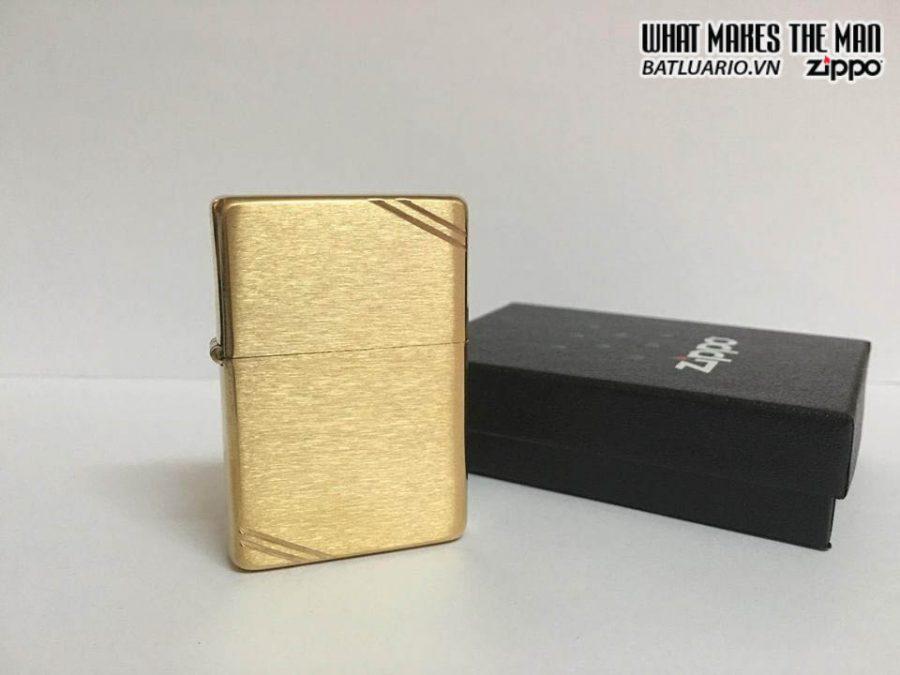 Bật lửa zippo 240 - Bật lửa zippo Vintage đồng vàng xước chặt góc