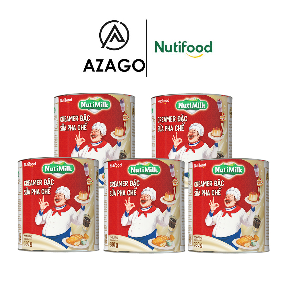 Combo 5 creamer đặc sữa pha chế có đường nuti lon 380g - thương hiệu nutifood - azago