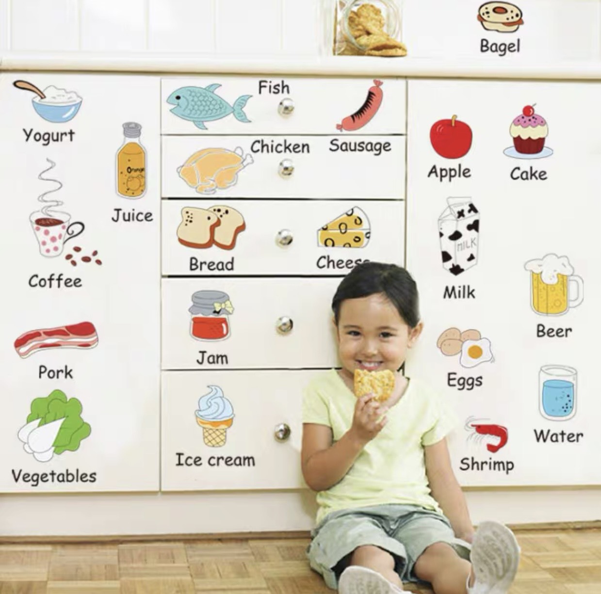 Decal tranh dán tường cho bé sticker trang trí phòng ngủ - BÉ HỌC TIẾNG ANH