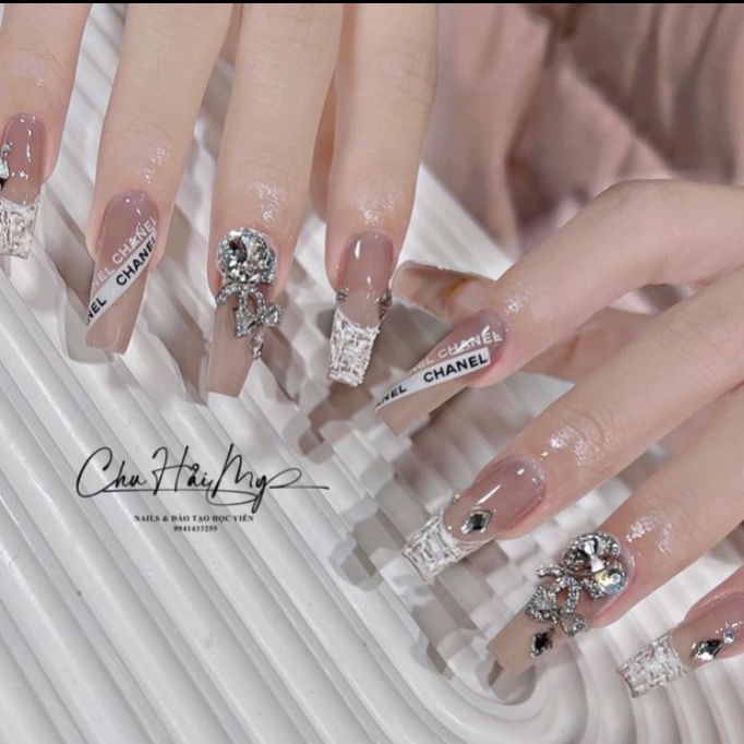 Đá Làm Bông ,Đá Chân Nhọn Mix Size ,Đá Trắng - Mini Nails