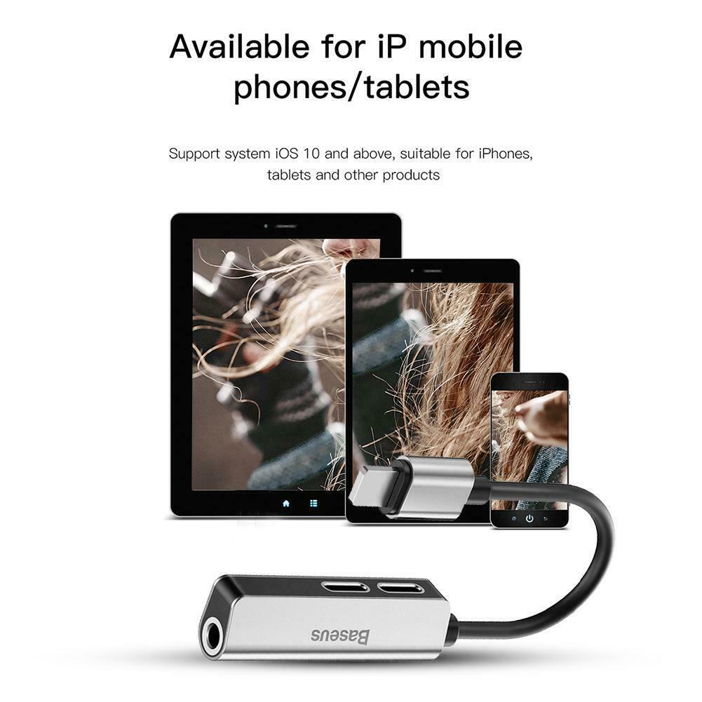 Bộ chuyển 3 in 1  Lightning sang Audio 3.5mm + 2 Lightning Baseus L52 cho Ipad /  iPhone X/ XS Max (New Model, Smart Upgrade )