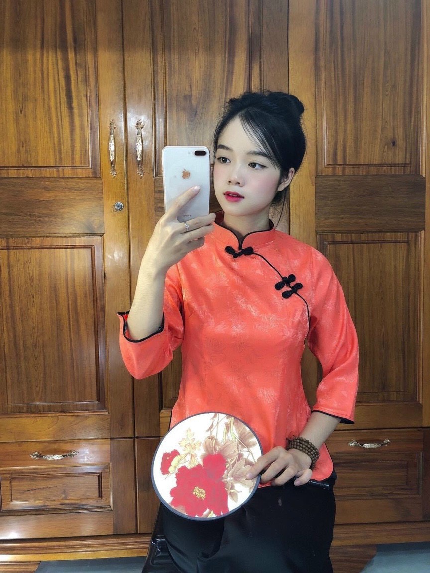 Đồ lam đi chùa #mẫu sẫm gấm cúc tàu# quần áo nữ