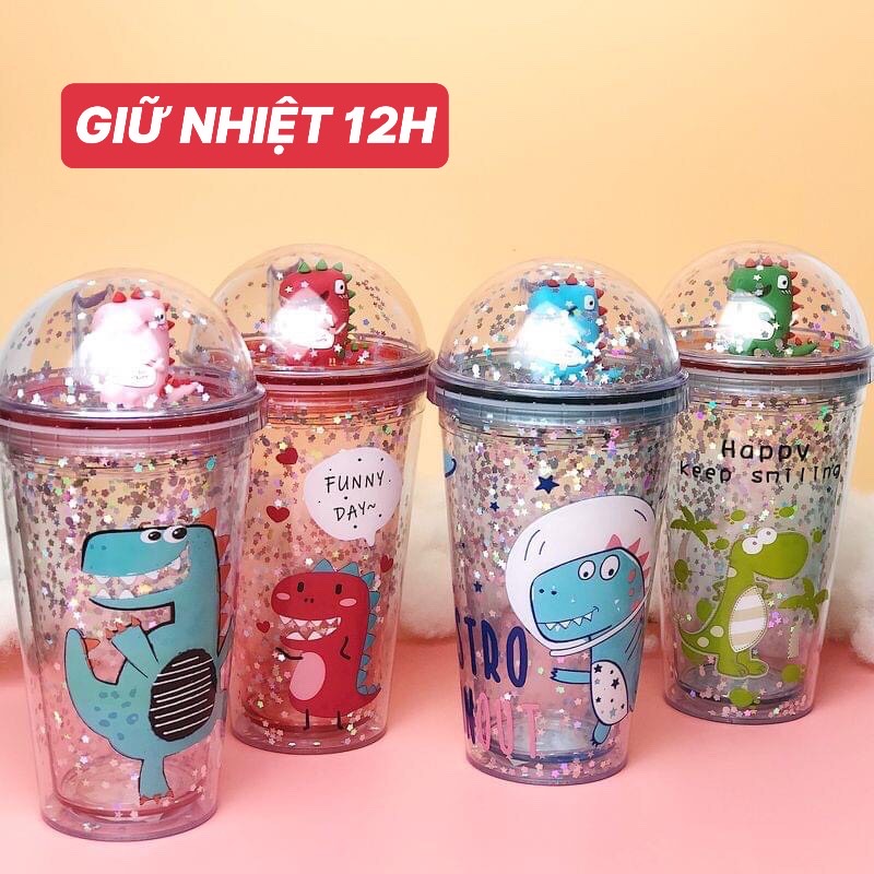 [HCM]LY PHA LÊ HAI LỚP CÁCH NHIỆT HÌNH KHỦNG LONG SIÊU XINH - BÌNH ĐỰNG NƯỚC PHA CÀ PHÊ SINH TỐ TRÀ SỮA GIỮ NHIỆT NÓNG LẠNH SUỐT 12H - KHÔNG GỈ NƯỚC - AN TOÀN SỨC KHỎE