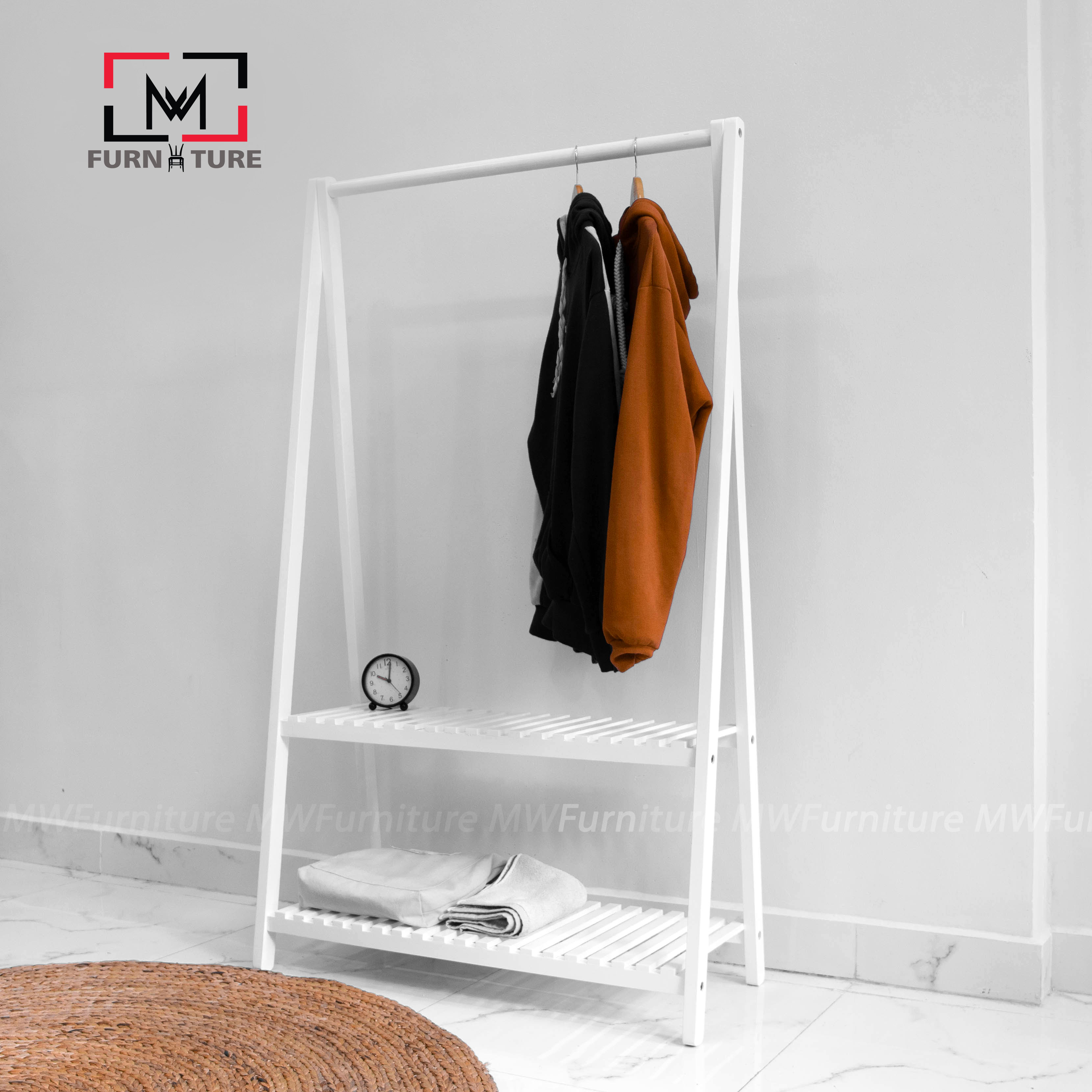 [HCM]KỆ TREO QUẦN ÁO 2 TẦNG GỖ LẮP RÁP - GIÁ TREO QUẦN ÁO ĐA NĂNG - A HANGER 2 FLOOR - 옷걸이
