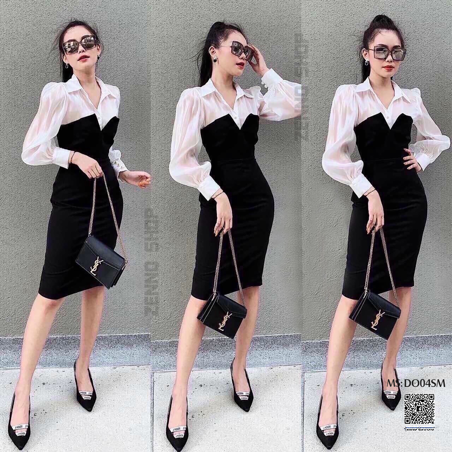 Đầm Cổ Sơ Mi Dài Tay, Đầm Dáng Ôm - MS: D03SM