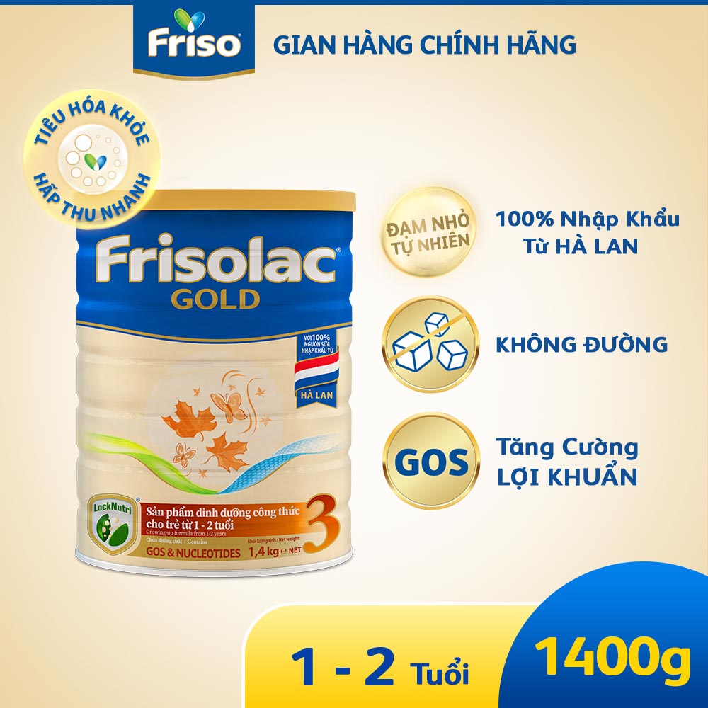 Đặt trước 12.12 FREESHIP Sữa Bột Frisolac Gold 3 lon thiếc 1.4KG - cho trẻ