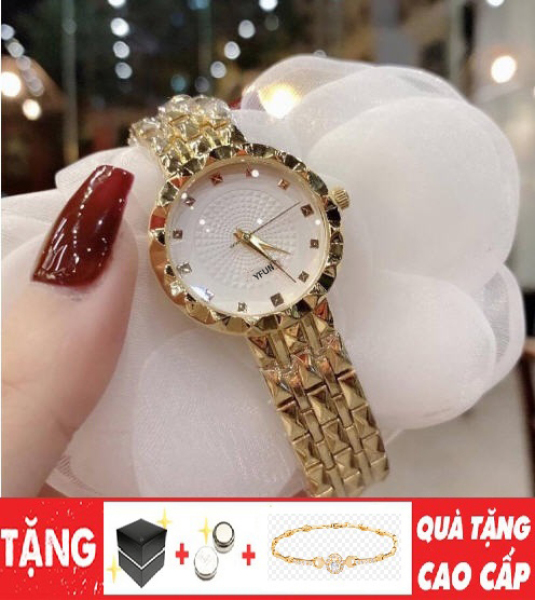 Đồng hồ nữ Yfun viền lượn sóng chống nước cực tốt tặng kèm phụ kiện như hình đại diện