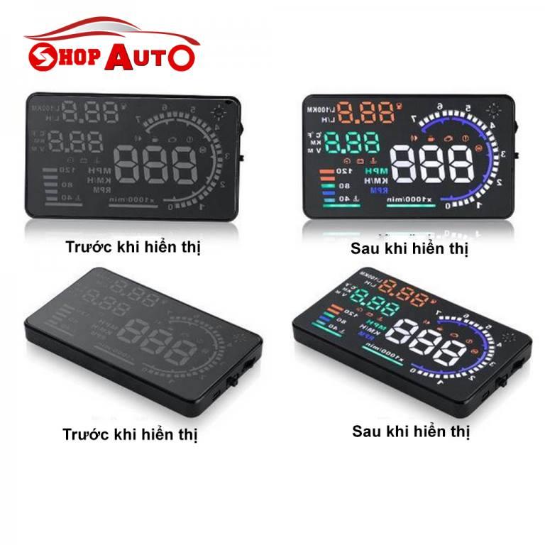 HUD A8 Thiết bị hiển thị tốc độ lên kính lái