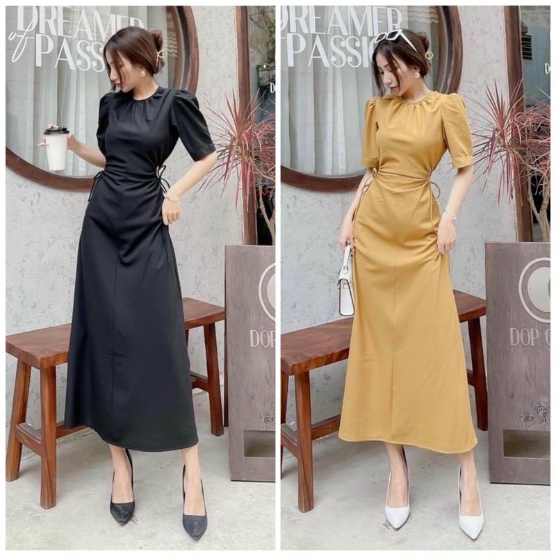 Đầm cổ tròn khoéc eo 3 màu