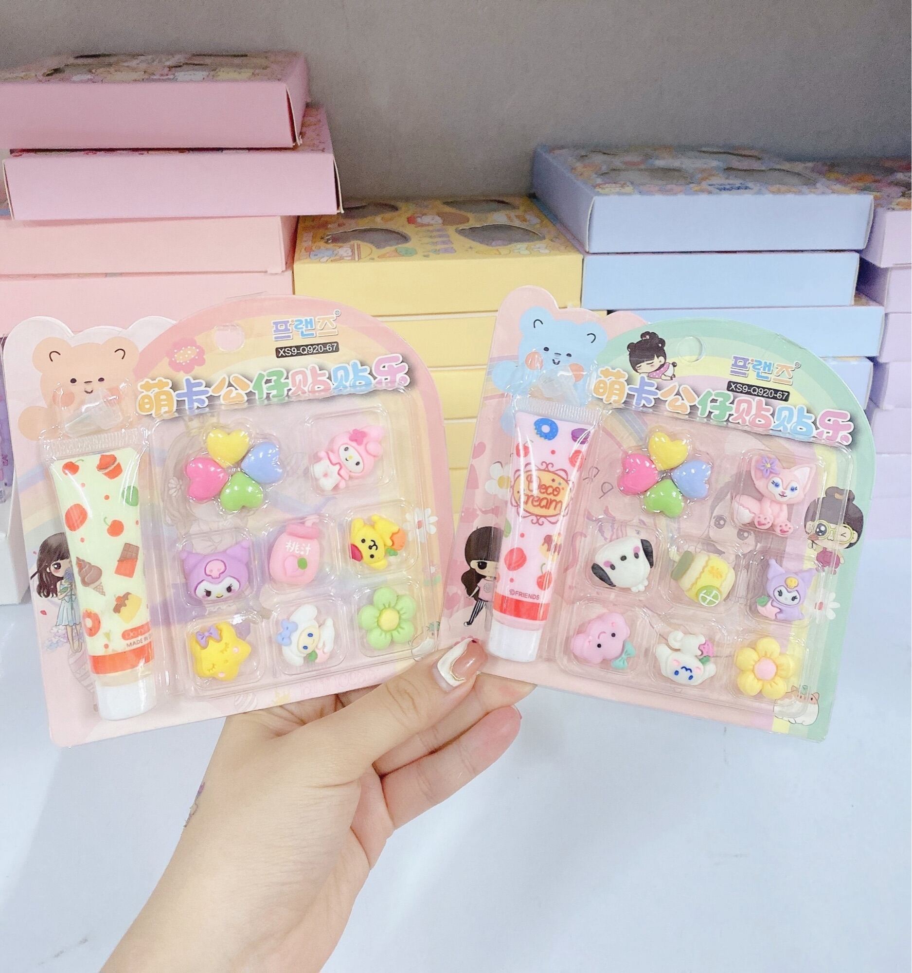 Set keo kem tuýp và charm trang trí 3d ốp điện thoại diy