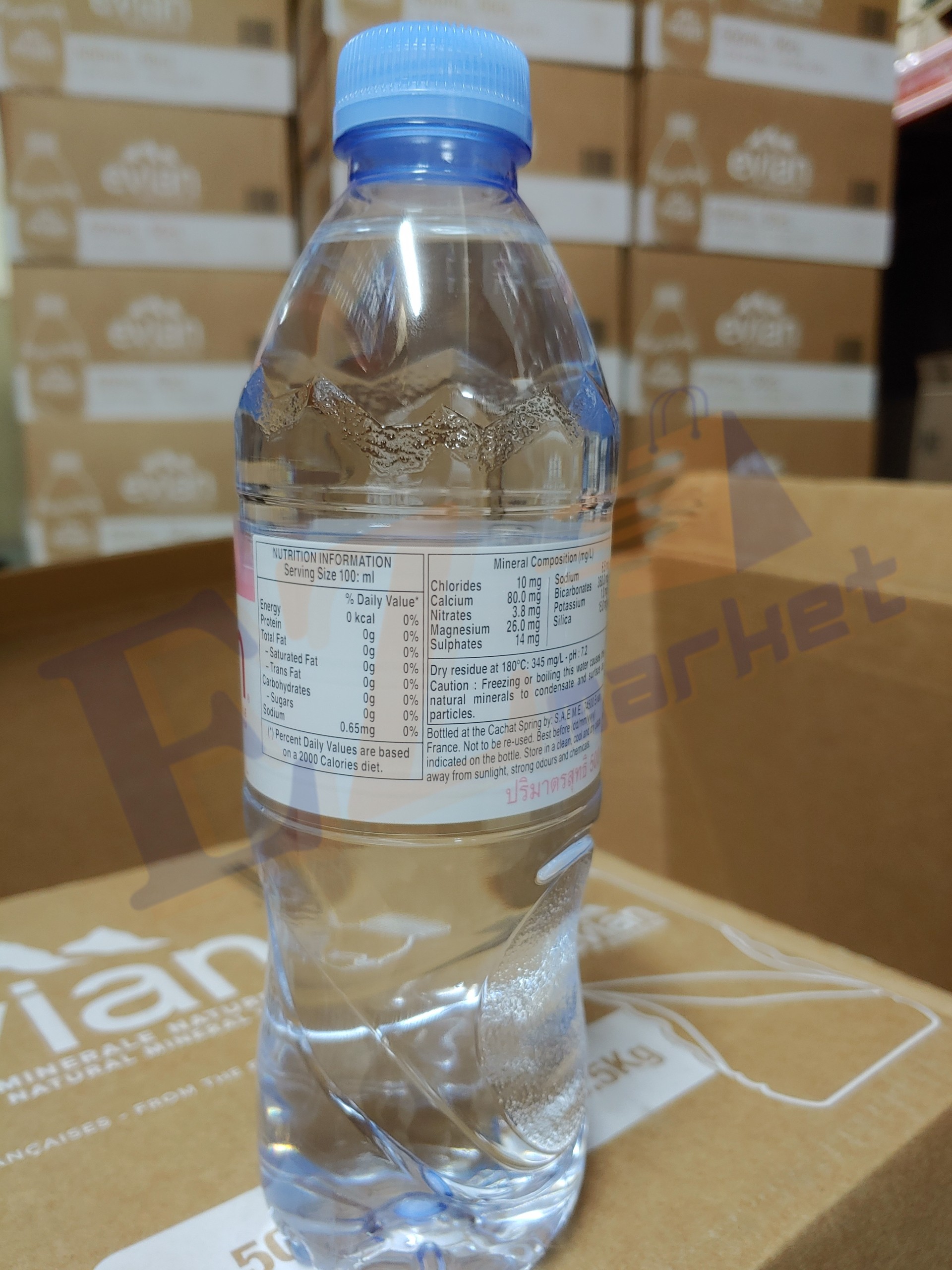 (Thùng 24 chai) Nước khoáng thiên nhiên Evian 500ml - Xuất xứ: Pháp