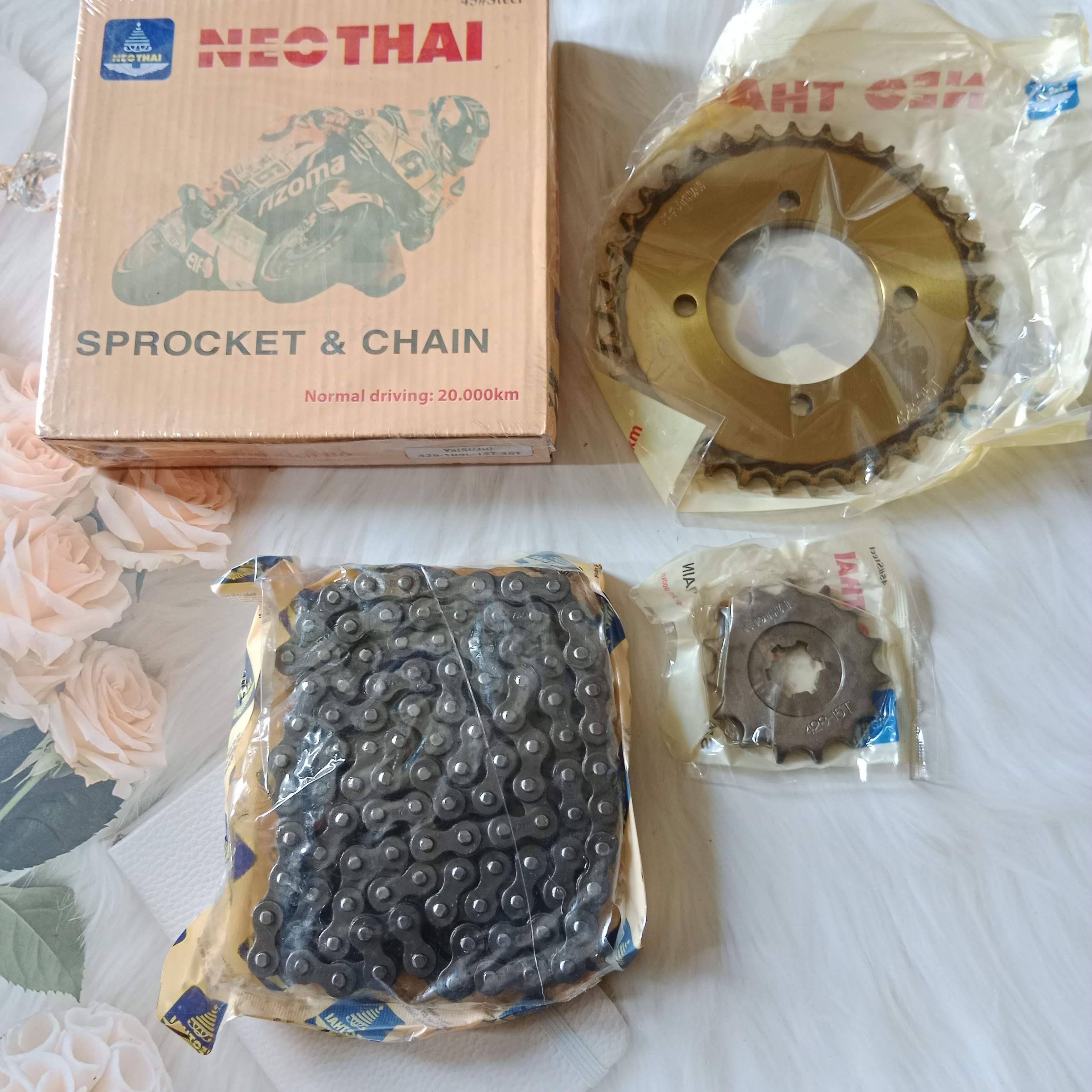 Nhông sên đĩa Sirius , Jupiter đời bình xăng con hiệu NEOTHAI cao cấp / nhông xích Sirius
