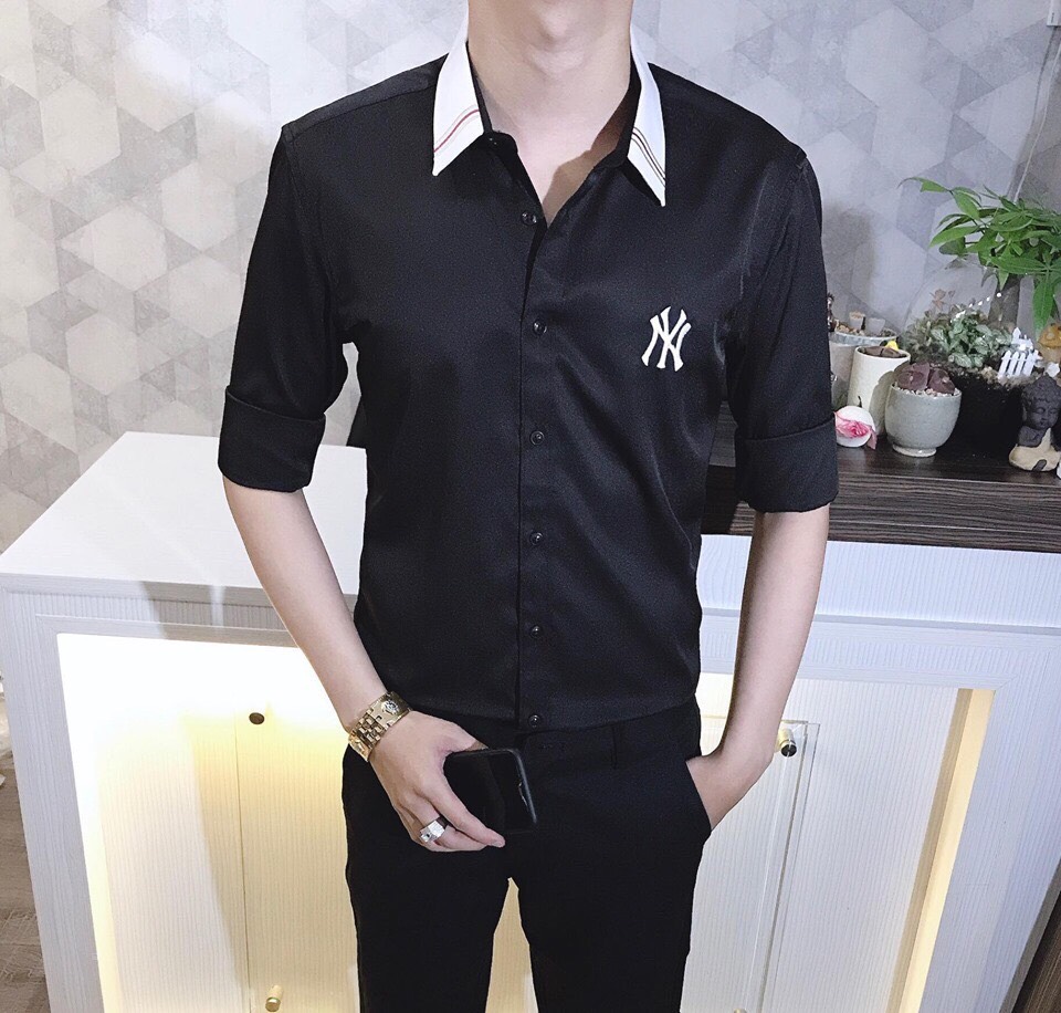 [HCM][NEW STYLE] ÁO SƠ MI NAM TAY DÀI PHỐI CHỮ