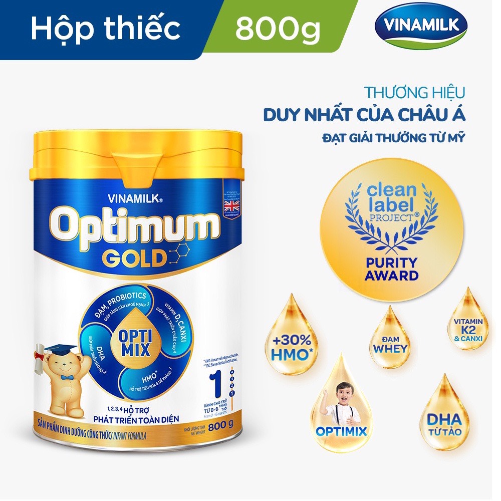 Sữa Bột Vinamilk Optimum Gold 1 Lon 800g - Dành cho bé 0-6 tháng tuổi - HSD 2025
