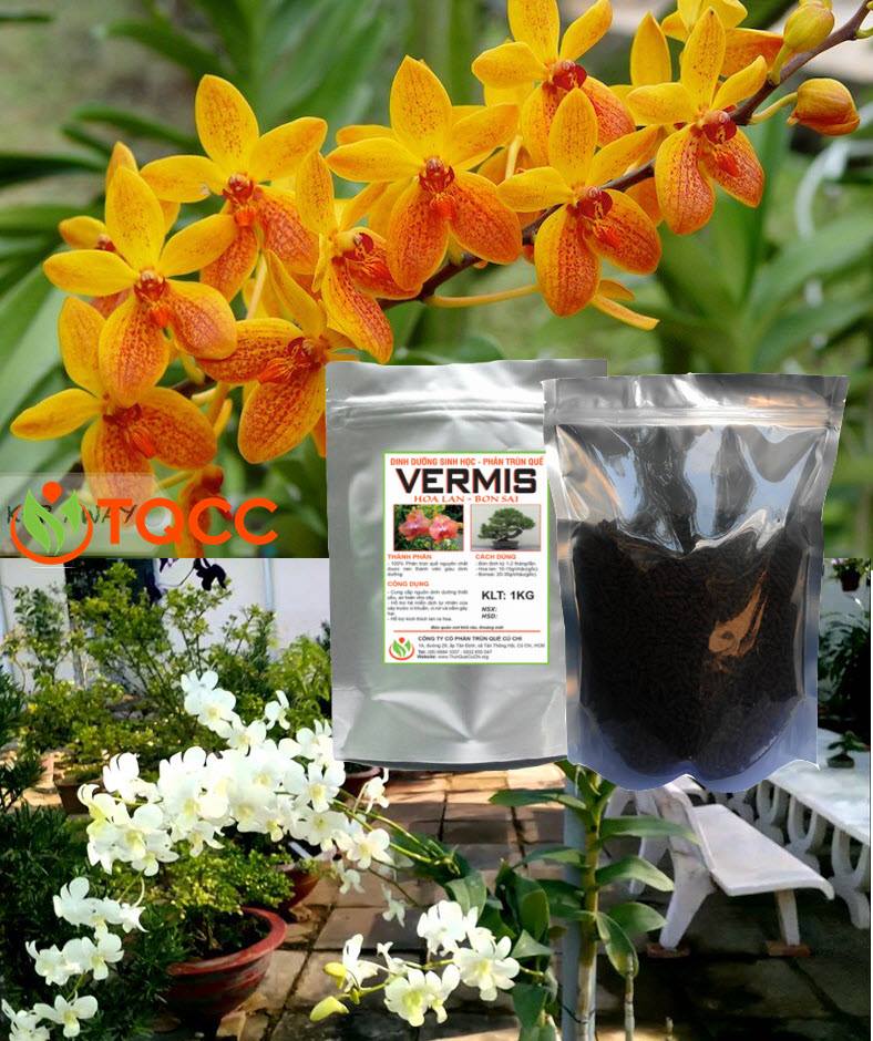 phân trùn quế dạng nén viên cho hoa lan tan chậm vermis