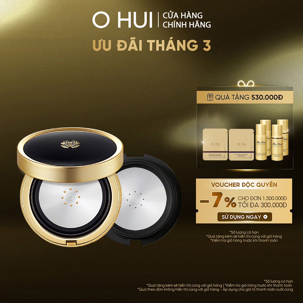 [Tặng thêm lõi refill 15g] Phấn nền che khuyết điểm OHUI Ultimate Cover Concealer Metal Cushion SPF35 PA++ 15g