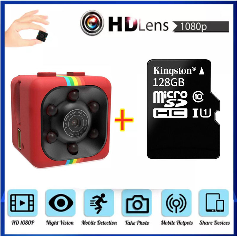 [2020 Mới] SQ11 Camera Mini HD 1080P Nhỏ Cam Cảm Biến Tầm Nhìn Ban Đêm Máy Quay Phim Micro Video Camera DVR DV Chuyển Động Máy Quay Phim Mini Máy Ảnh Thẻ nhớ Kingston