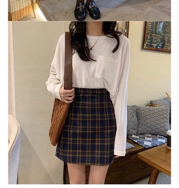 Chân Váy Kẻ Caro  2 Màu Siêu Xinh