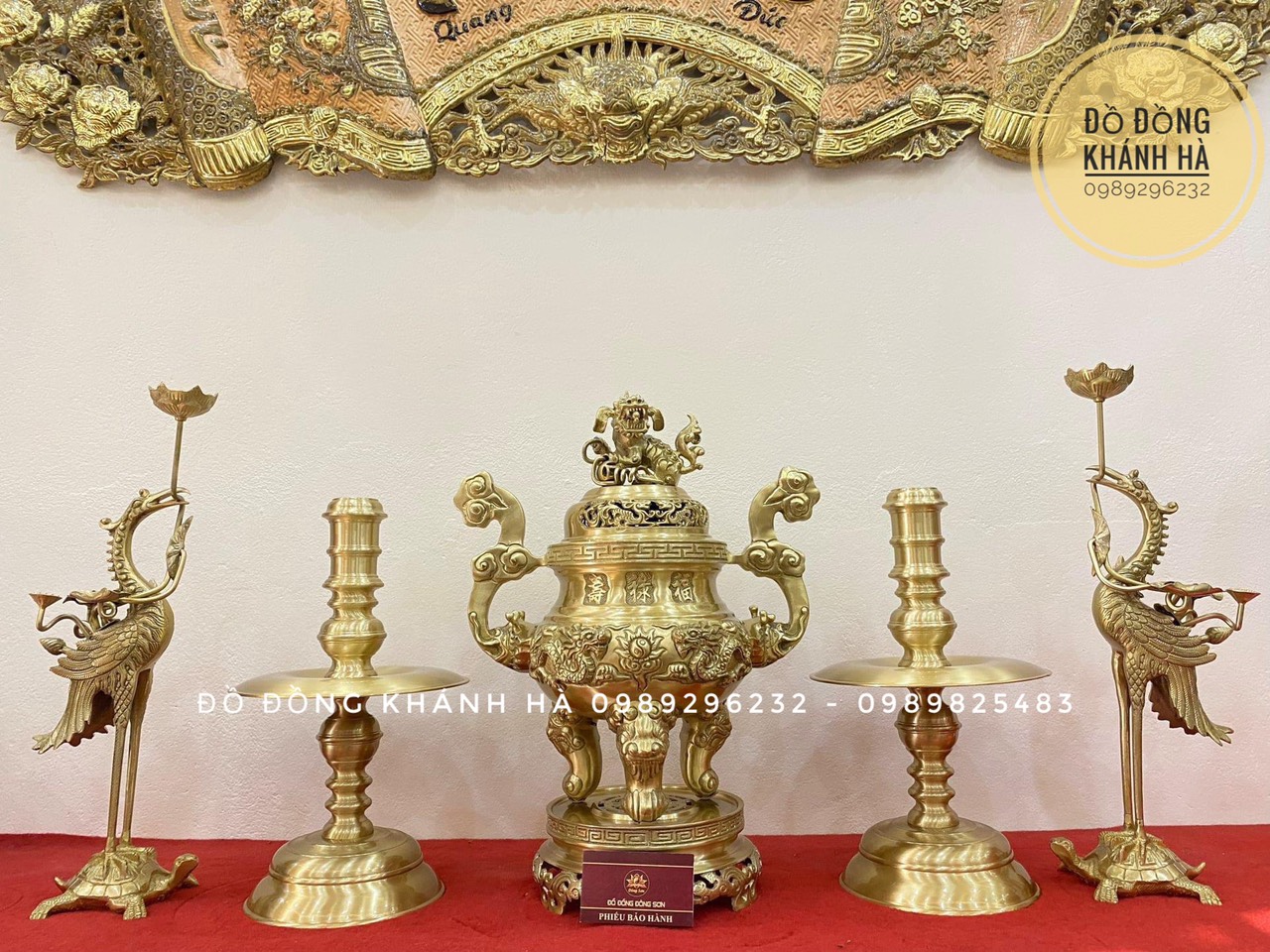 Đôi Hạc Bằng Đồng Vàng Cao 52cm